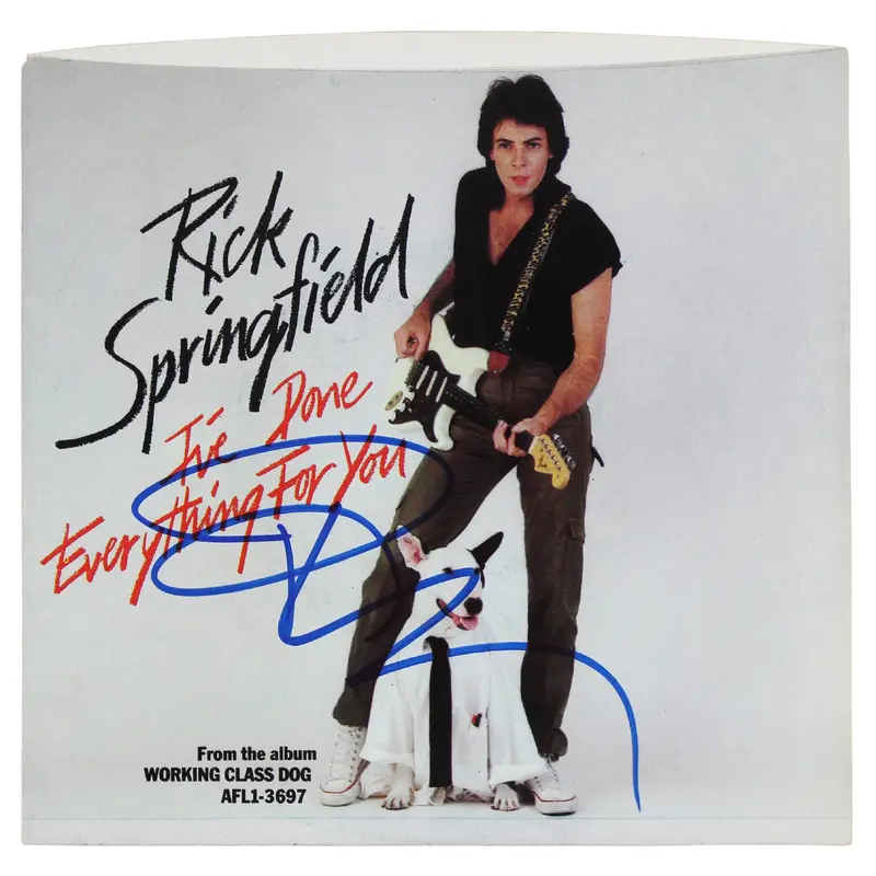 Rick Springfield Signed I've Done Everything For You 45 RPM Album Cover BAS