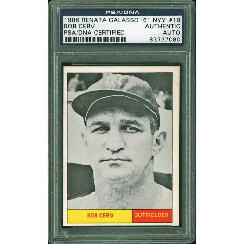 Yankees Bob Cerv Signed 1986 Renata Galasso '61 NYY #19 Card PSA Slabbed
