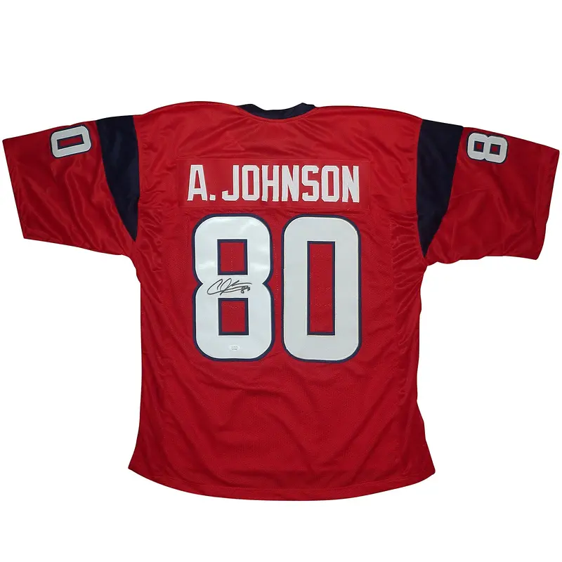 Andre Johnson Autographed Houston Texans (Red #80) Custom Jersey - JSA