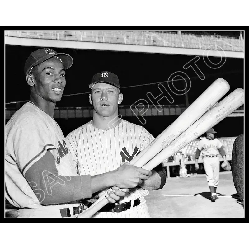 Mickey Mantle Ernie Banks 11X14 Photo - 1956 Yankees Cubs - 1866