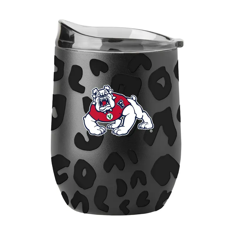Fresno State Leopard 16oz Black Powdercoat Curved Beverage