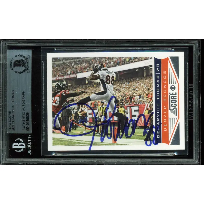 Broncos Demaryius Thomas Signed 2013 Score #62 Auto Card BAS Slabbed