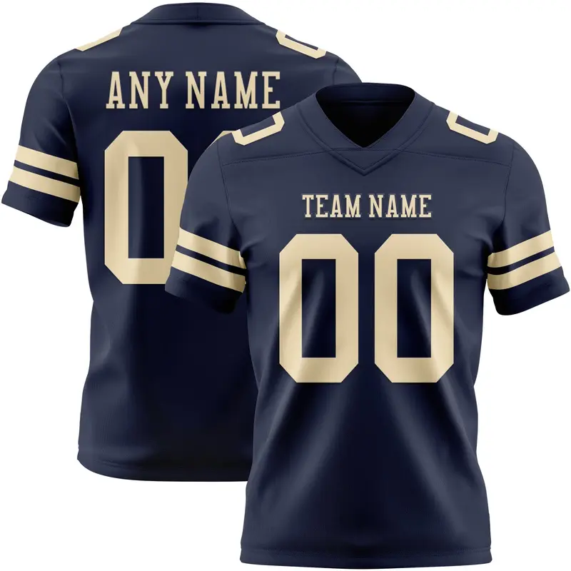 Custom Navy Cream Mesh Authentic Football Jersey