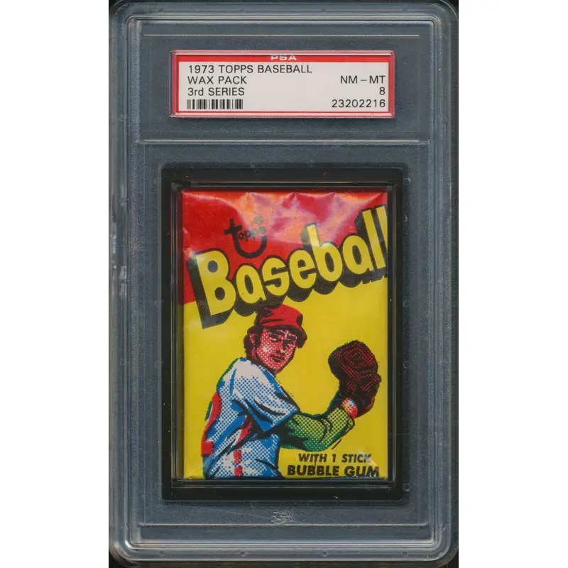 1973 Topps Baseball Unopened Series 3 Wax Pack PSA 8