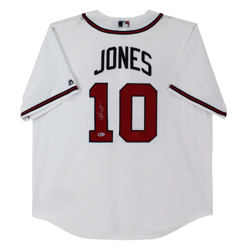 Braves Chipper Jones Authentic Signed White Majestic Coolbase Jersey BAS