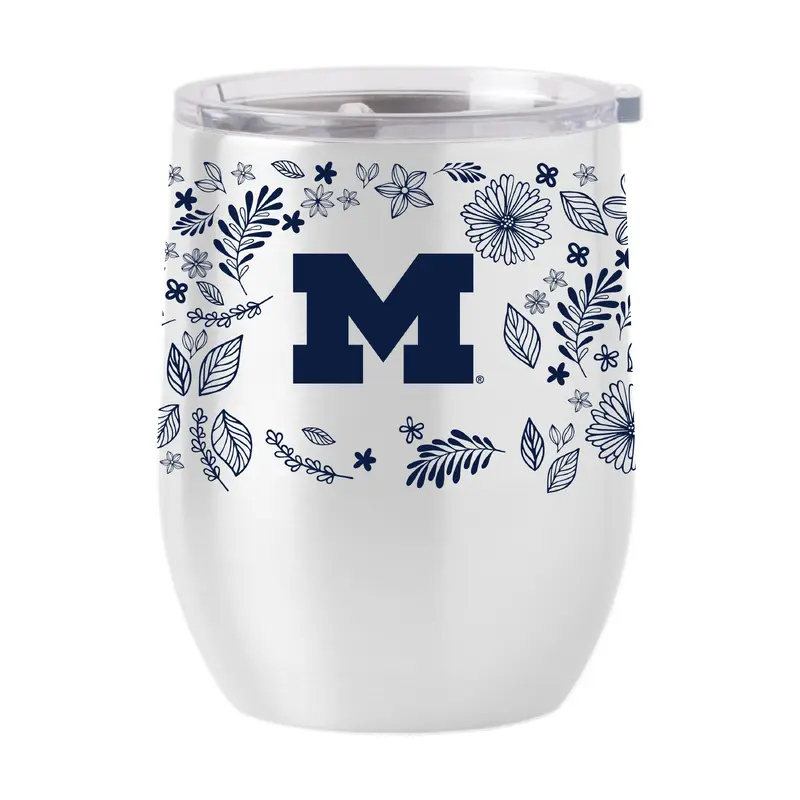 Michigan 16oz Botanical Stainless Curved Beverage