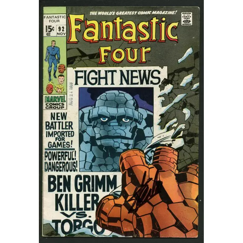 Stan Lee Signed Fantastic Four #92 Comic Book Ben Grimm Killer PSA/DNA #W18858