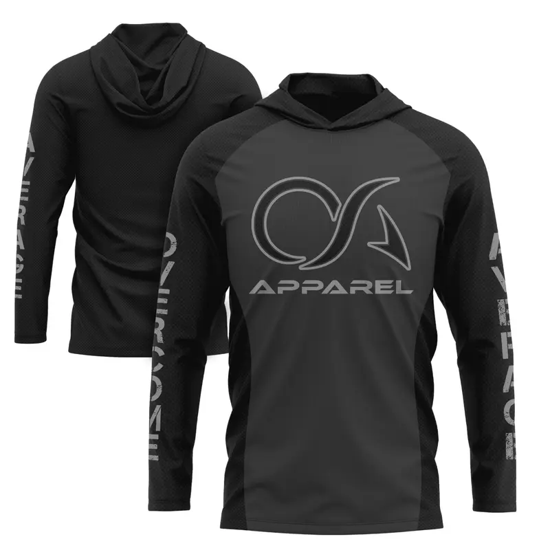 Overcome Average Hooded Long Sleeve Tee - Charcoal/Black Carbon Fiber