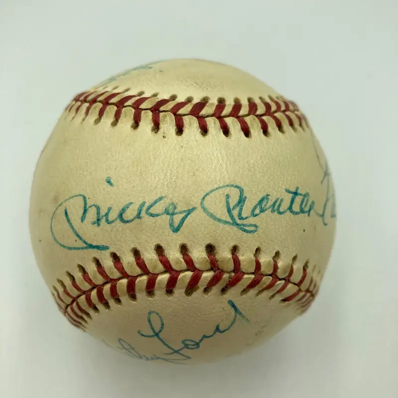 Mickey Mantle Joe DiMaggio Hank Aaron Stan Musial HOF Multi Signed Baseball JSA