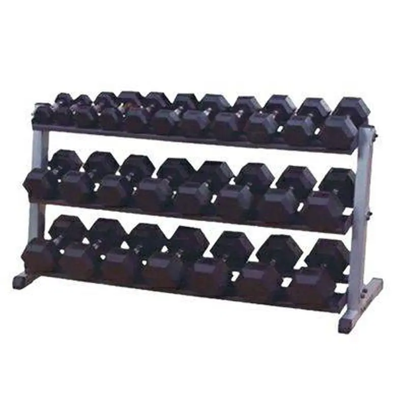 New Apollo 3-Tier Rubber Dumbbell Rack DBR-3R 57"W X 37"H x 11"