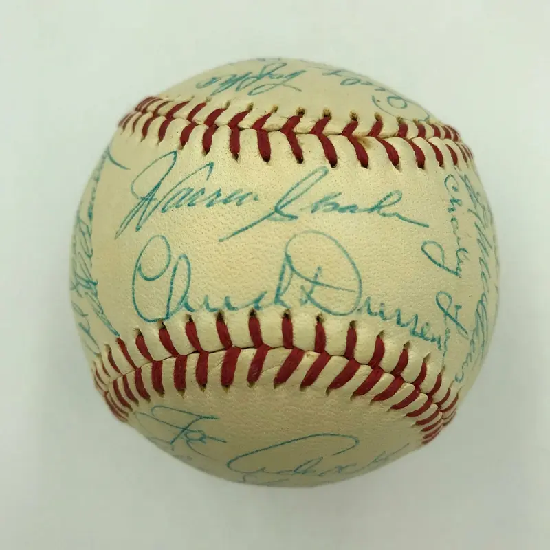 Stunning 1960 Milwaukee Braves Team Signed Baseball Hank Aaron PSA DNA Mint 8