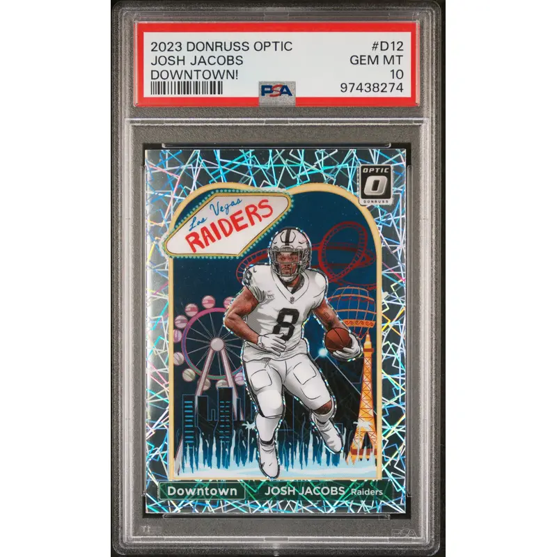 Josh Jacobs 2023 Donruss Optic Downtown PSA 10 Gem Mint