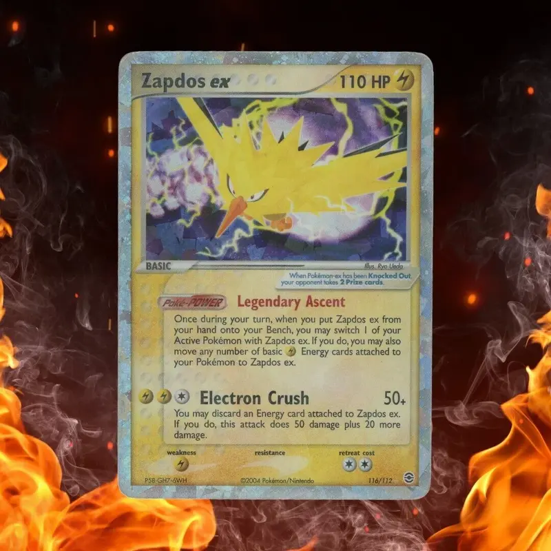 Pokemon EX FireRed & LeafGreen ZAPDOS EX Cracked Ice Holo 116/112 MP