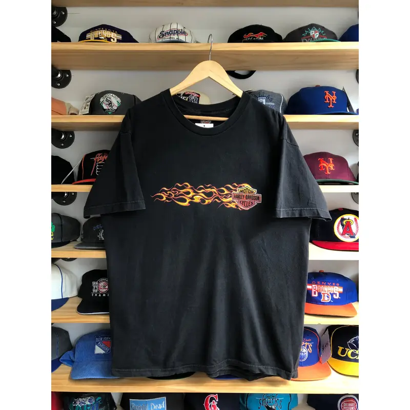 Vintage 2001 Harley Davidson Flame Rapid City, South Dakota Tee Size XL