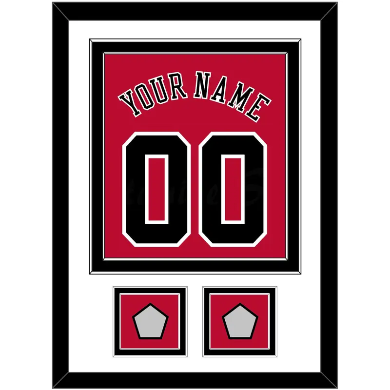 Chicago Name & Number With 2 Champions Trophy Patches - Road Red (1986-2017) - Double Mat 1