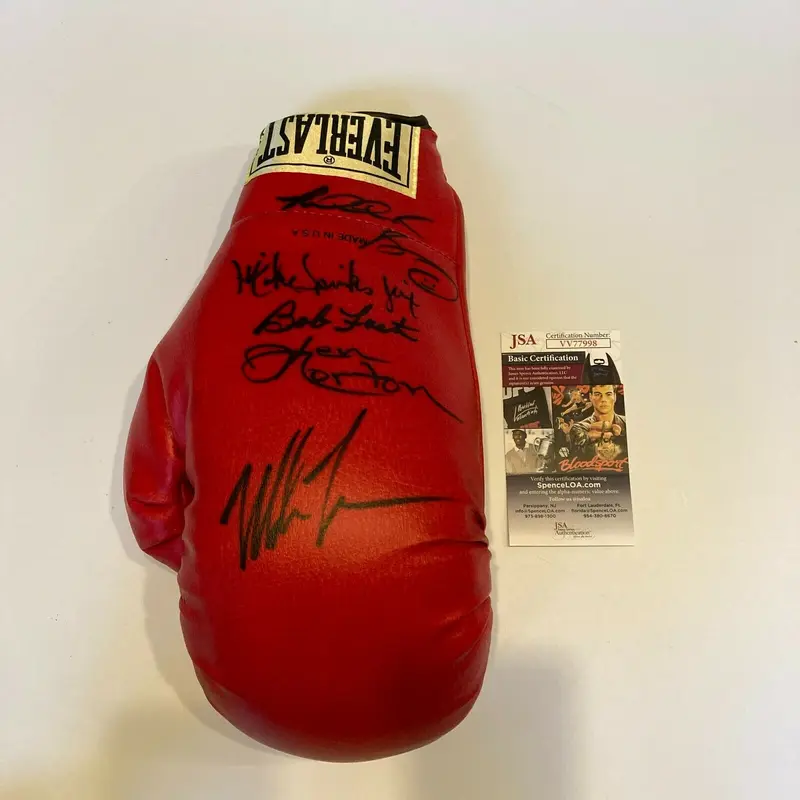 Mike Tyson Michael Spinks Ken Norton Bob Foster Signed Boxing Glove JSA COA