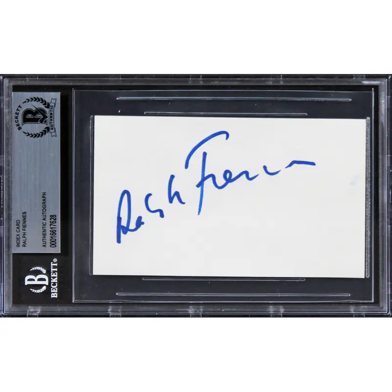 Ralph Fiennes Schindler's List Authentic Signed 3x5 Index Card BAS Slabbed 3
