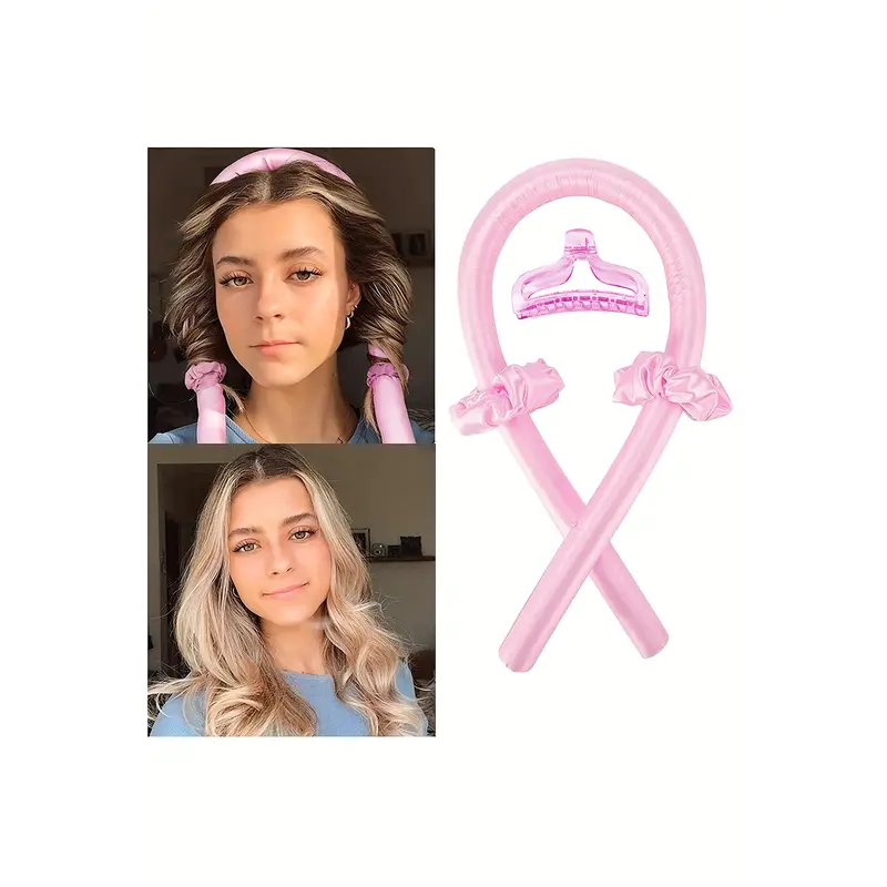 Pink Sponge Heatless Hair Curler Headband