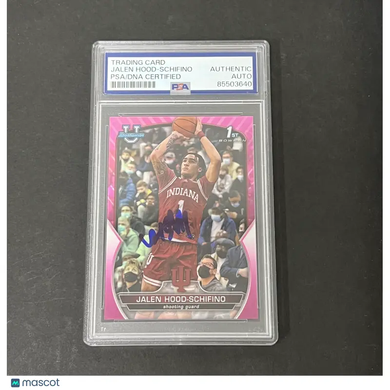 2023 Bowman University Chrome Pink #57 Jalen Hood-Schifino signed card PSA