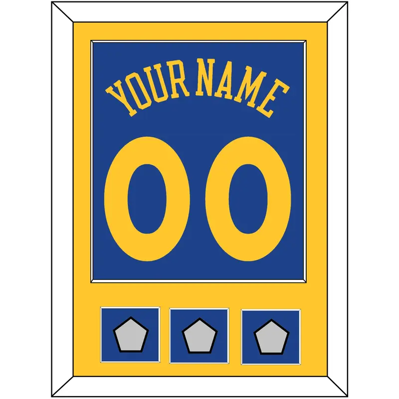 Golden State Name & Number With 3 Finals Patches - Road Blue (2010-2019) - Single Mat 2