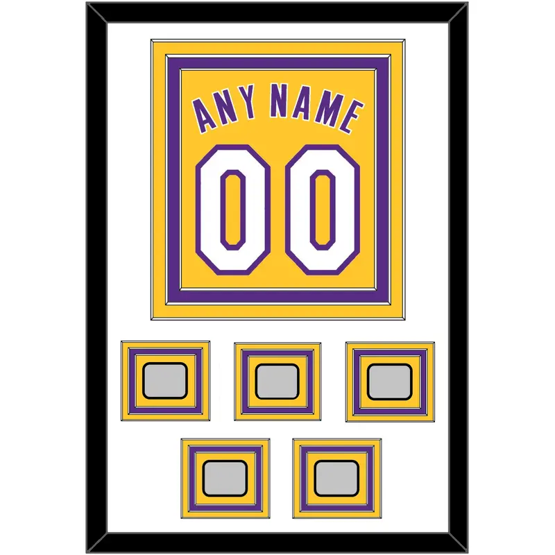 Los Angeles Name & Number With 5 Trophy Patches - Home Yellow (1999-2018) - Triple Mat 1