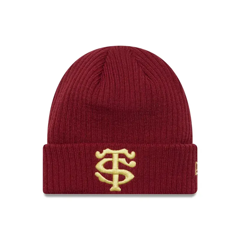 Stade Toulousain Ribbed Dark Red Cuff Knit Beanie Hat