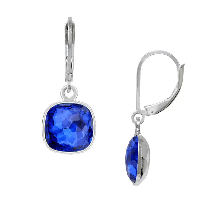 September/Majestic Blue 10mm Cushion Leverback Earrings
