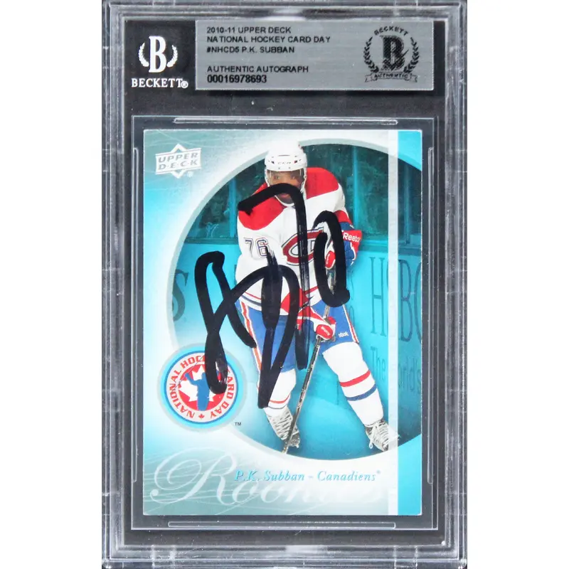 Canadiens P.K. Subban Signed 2010 Upper Deck NHCD #NHCD5 Card BAS Slabbed