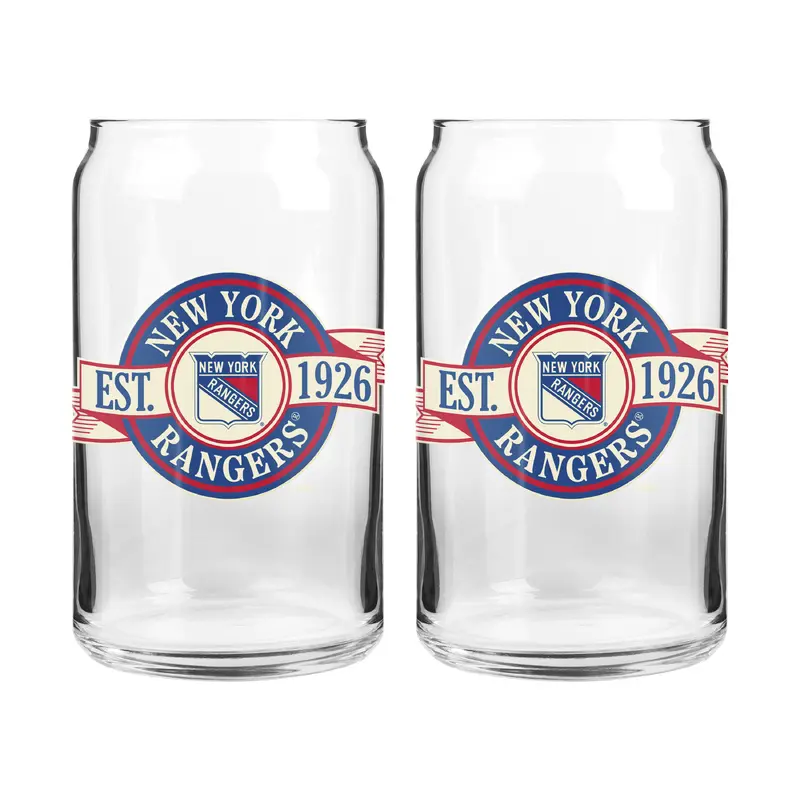 NHL New York Rangers 16 oz Can Glass Banner Design