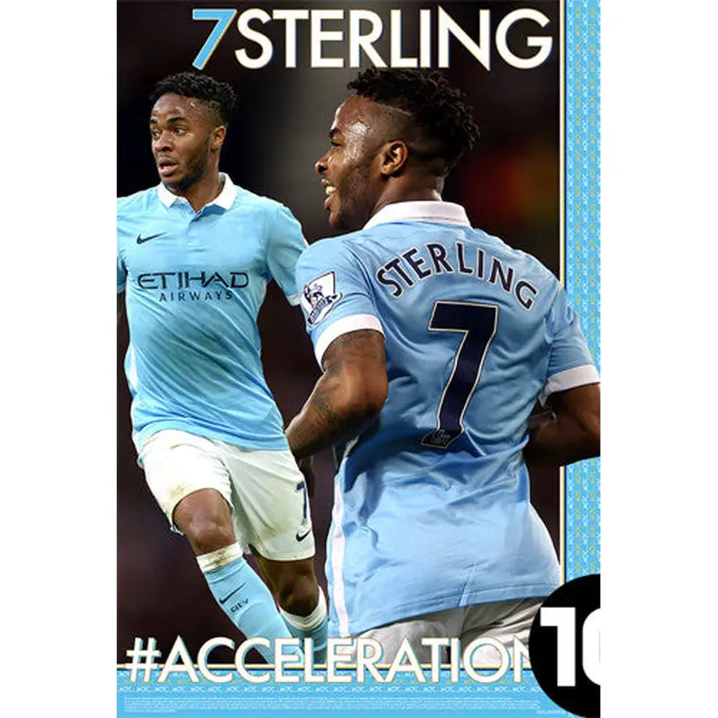 Raheem Sterling "#ACCELERATION" Manchester City FC EPL Soccer Poster - Starz