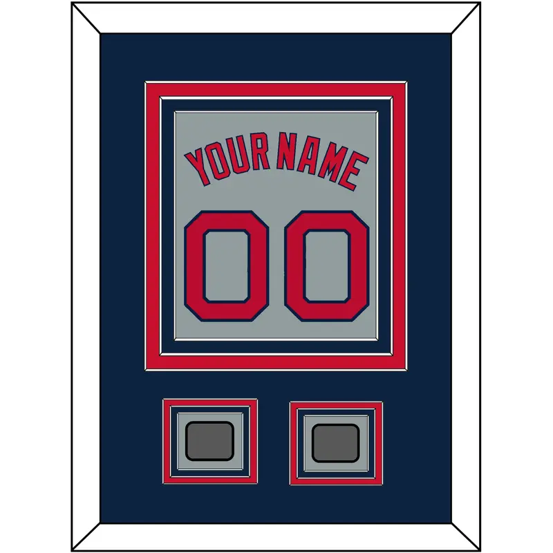Boston Name, Number & Two World Series Jersey Patches - Road Gray - Triple Mat 3