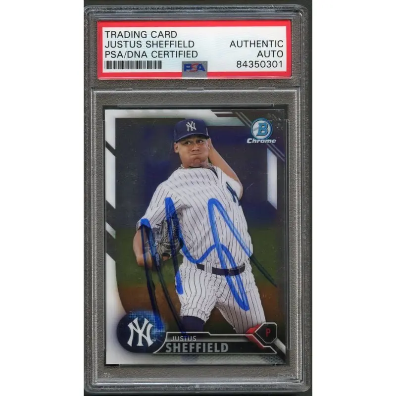 2016 Bowman Draft Chrome #BD125 Justus Sheffield Signed Card PSA Slabbed Auto Yankees