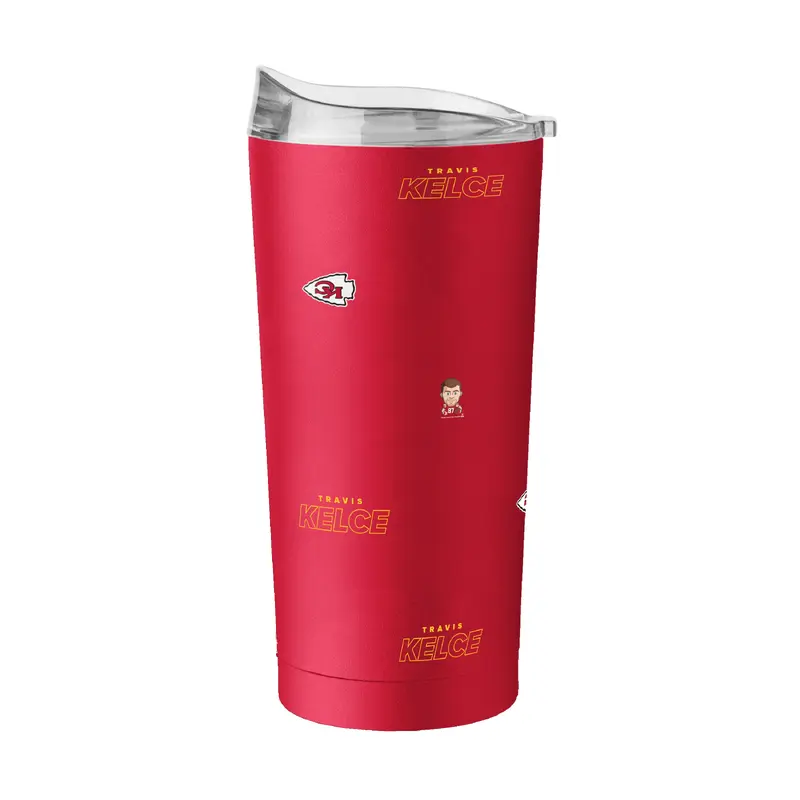 Kansas City Chiefs Travis Kelce Caricature Step And Repeat 20oz Powder Coat Tumbler