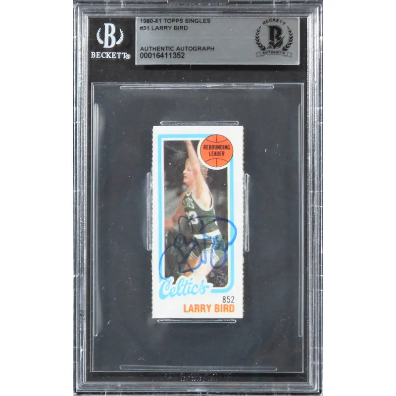 Celtics Larry Bird Authentic Signed 1980 Topps Singles #31 Card BAS Slabbed 1