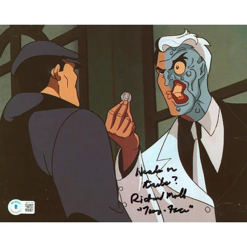 Richard Moll Batman Animated Series "Two Face" Signed 8x10 Photo BAS #BC13715