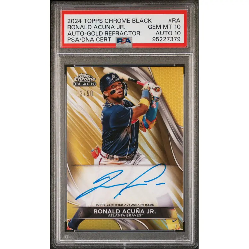 Ronald Acuna Jr. 2023 Topps Chrome Black Gold Refractor Auto #13/50 PSA 10 Auto 10
