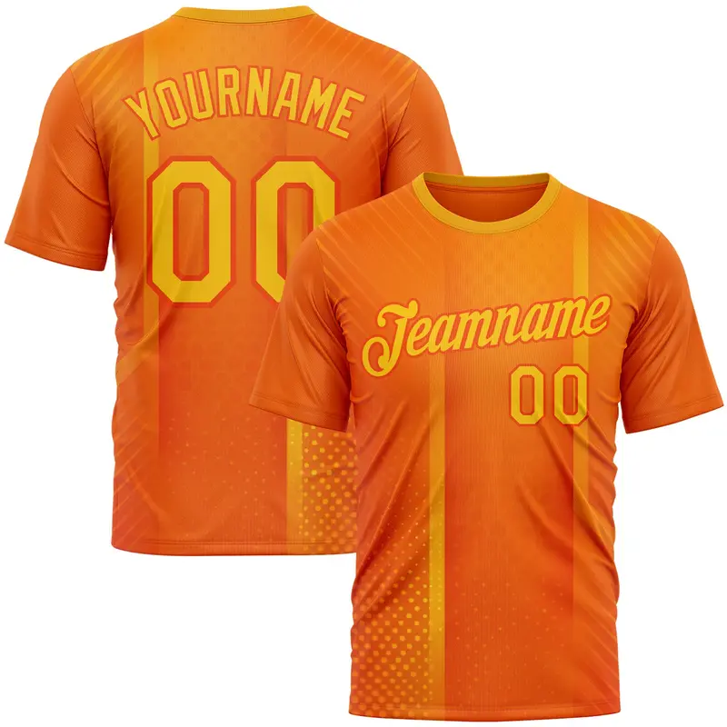 Custom Orange Yellow 3D Pattern Design Gradient Sport Wear Performance T-Shirt