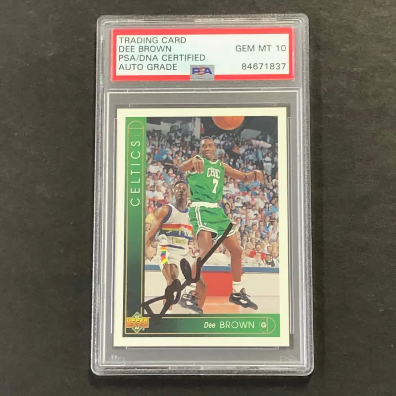 1993-94 Topps Stadium Club #349 Dee Brown Signed Card AUTO 10 PSA Slabbed Celtics