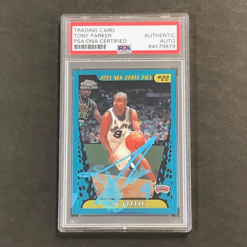 2001 Topps Chrome #15 Tony Parker Signed Card AUTO PSA Slabbed Autographed RC Spurs