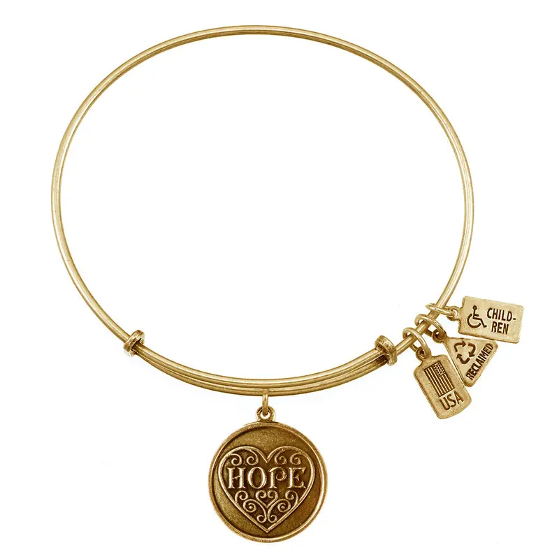 Hope Filigree Heart Charm Bangle