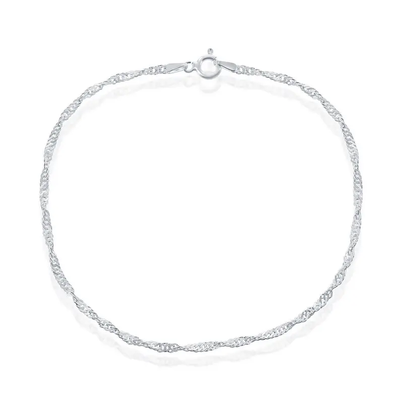 Sterling Silver 2mm Singapore Anklet