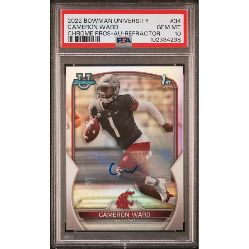 Cameron Ward 2022 Bowman Chrome University Refractor Auto PSA 10 Gem Mint