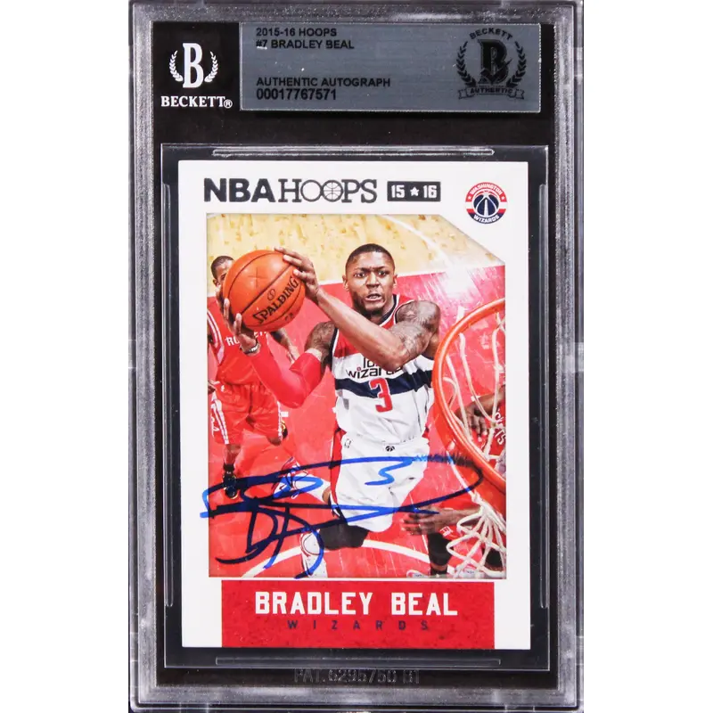 Wizards Bradley Beal Authentic Signed 2015 Hoops #7 Card Autographed BAS Slabbed