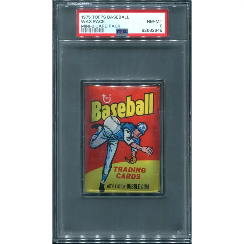 1975 Topps Baseball Mini Unopened Wax Pack (2 Card) PSA 8 *2848