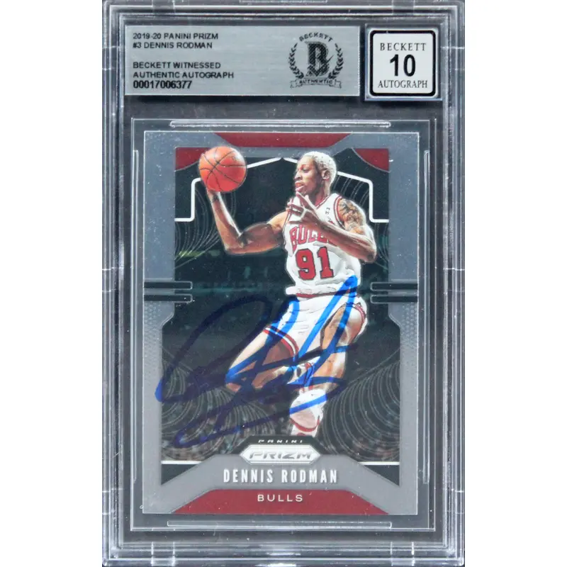 Bulls Dennis Rodman Authentic Signed 2019 Panini Prizm #3 Card Auto 10! BAS Slab