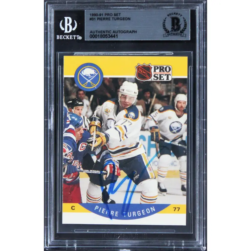 Sabres Pierre Turgeon Authentic Signed 1990 Pro Set #31 Card BAS Slabbed