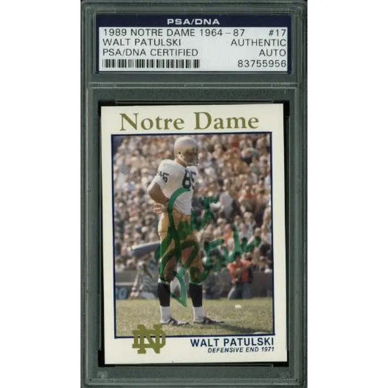 Walt Patulski Authentic Signed Card 1989 Notre Dame 1964-87 #17 PSA/DNA Slabbed