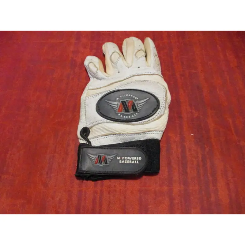 Used m Powered Baseball Batting Glove White Youth Size Medium