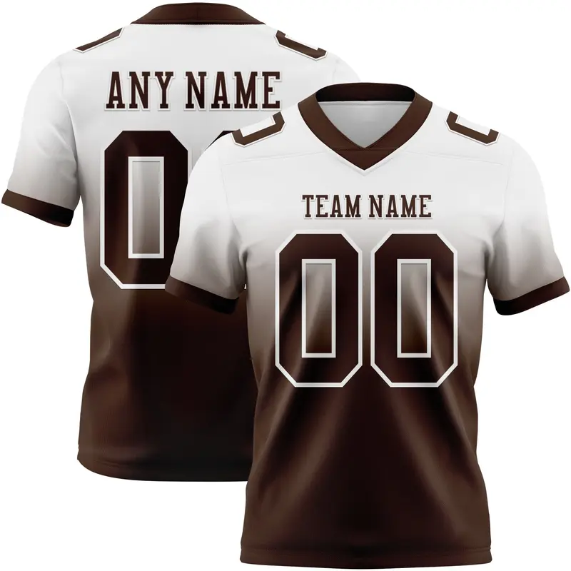 Custom White Brown Mesh Authentic Fade Fashion Football Jersey