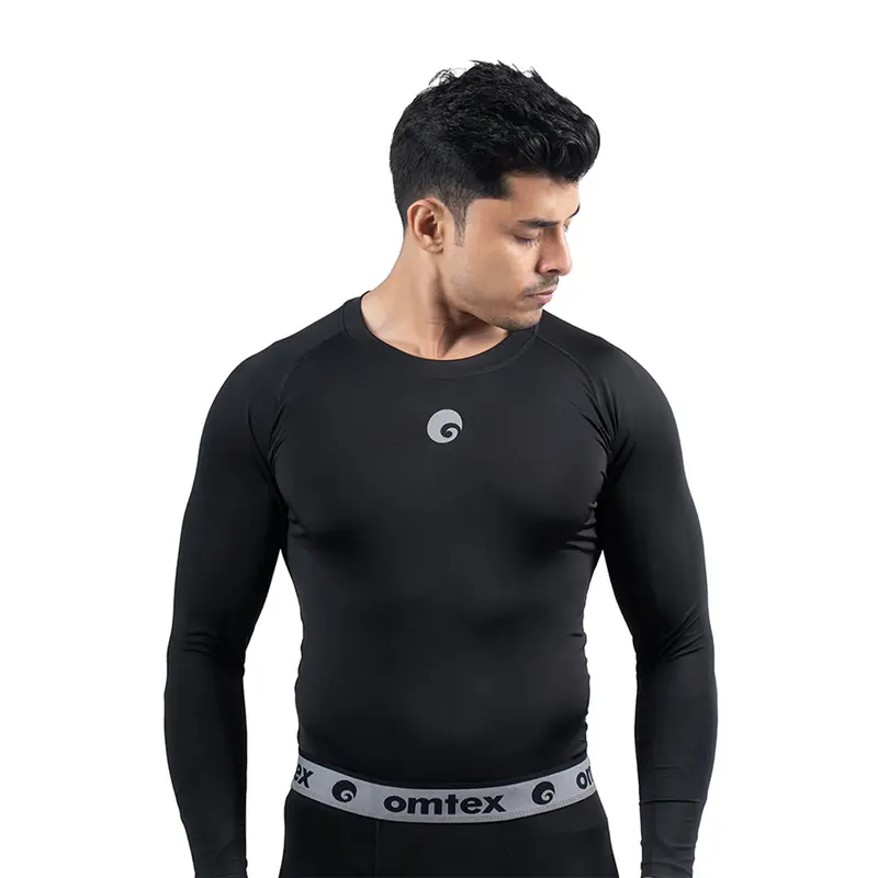 Omtex Core Men'S Compression Top Fs Black | Kibi Sports